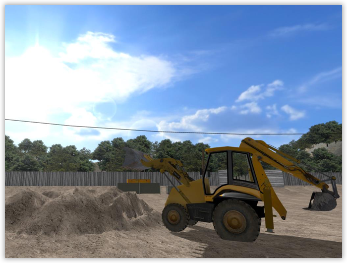 The backhoe unload material