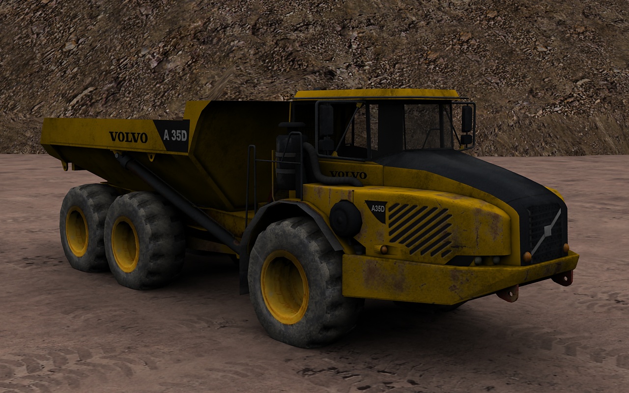 Simulador Camion Minero Articulado Vista Lateral Izquierda