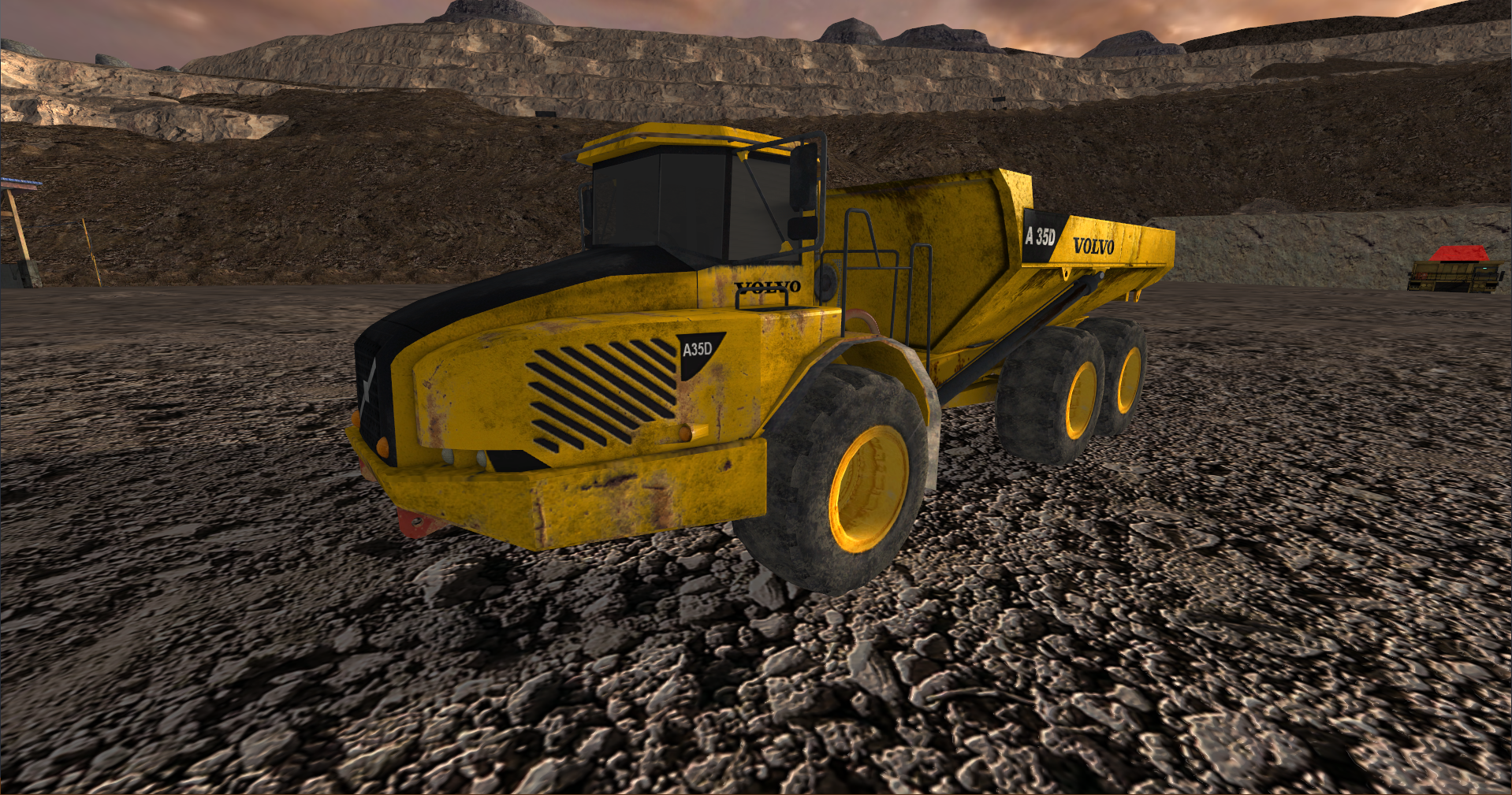 Simulador Camion Minero Articulado Vista Lateral Derecha