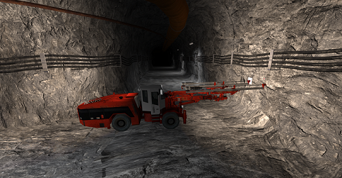 Drilling jumbo taladrando