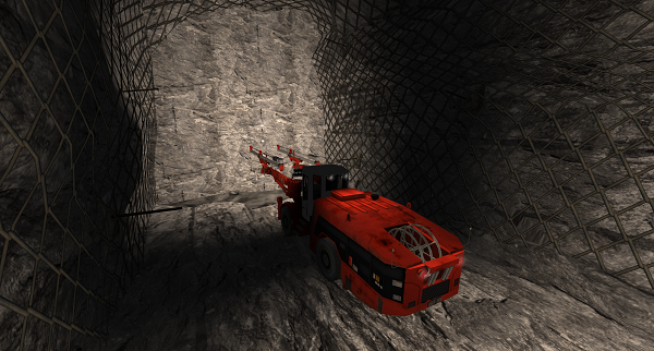 Drilling jumbo taladrando